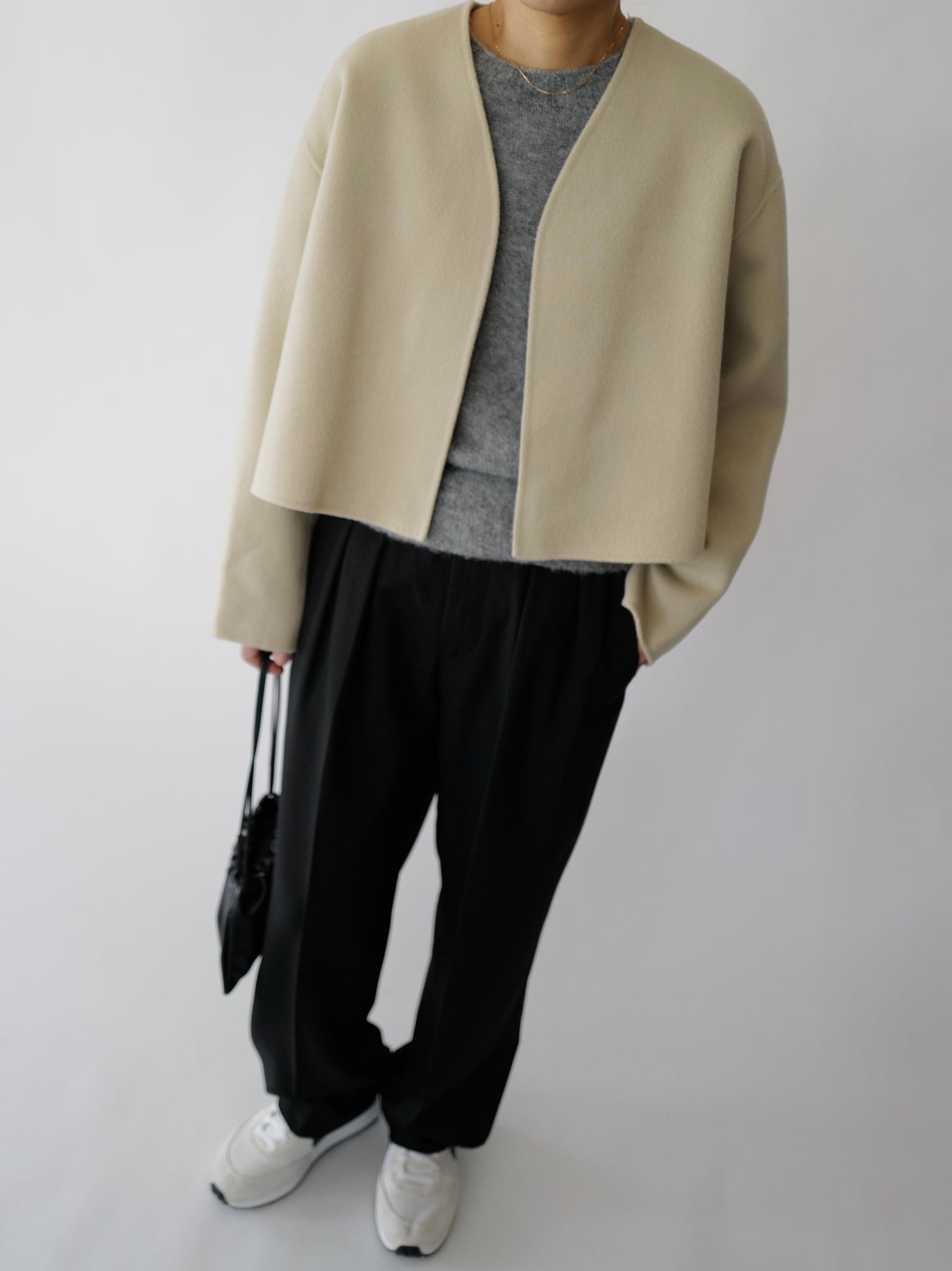 Cropped Collarless Jacket (3colors)