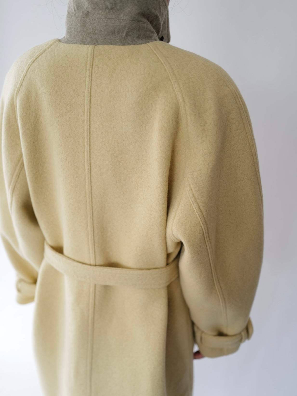 Belted Single-Breasted Long Coat in Beige