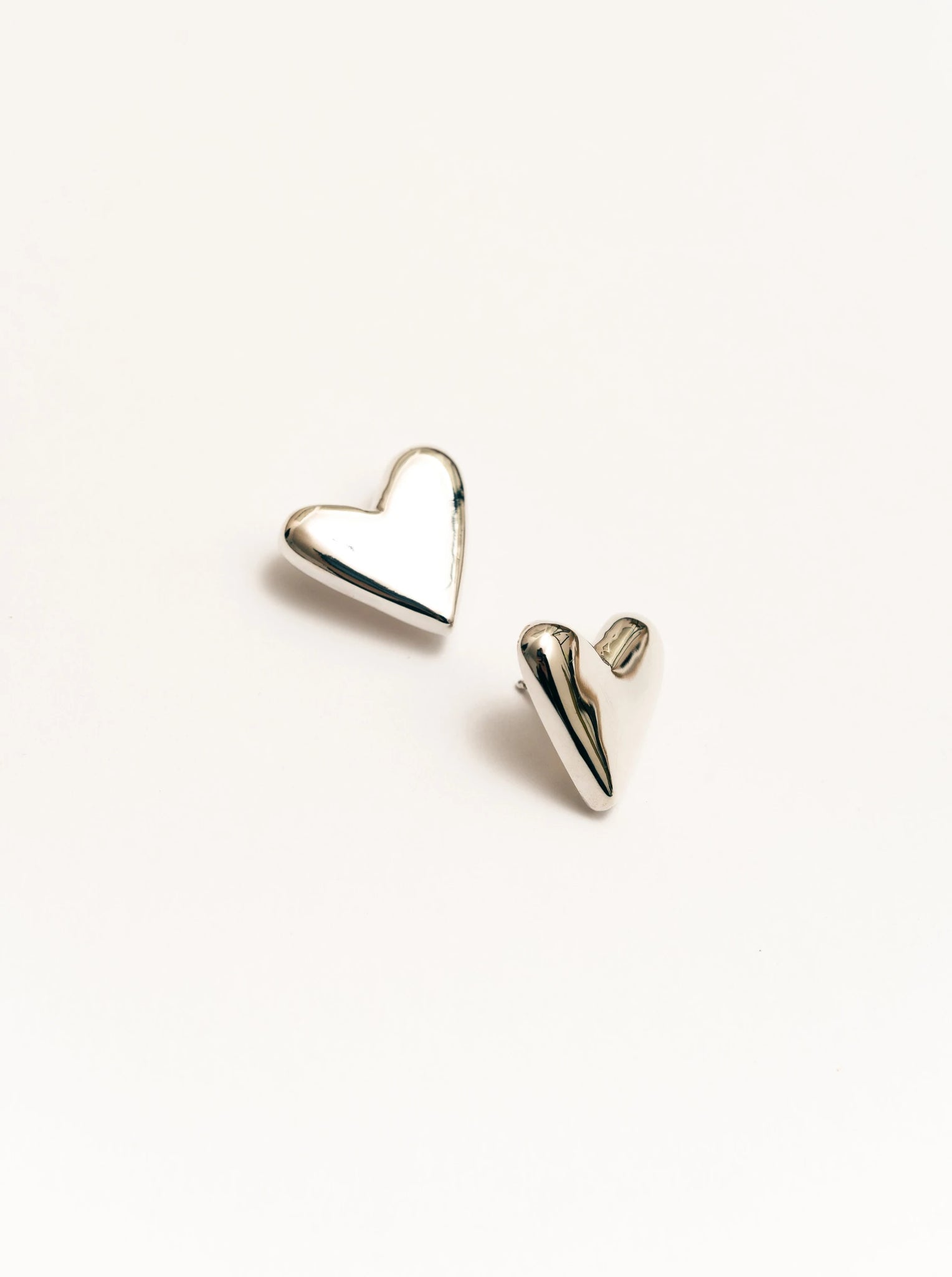 Stud Heart Earrings in Silver