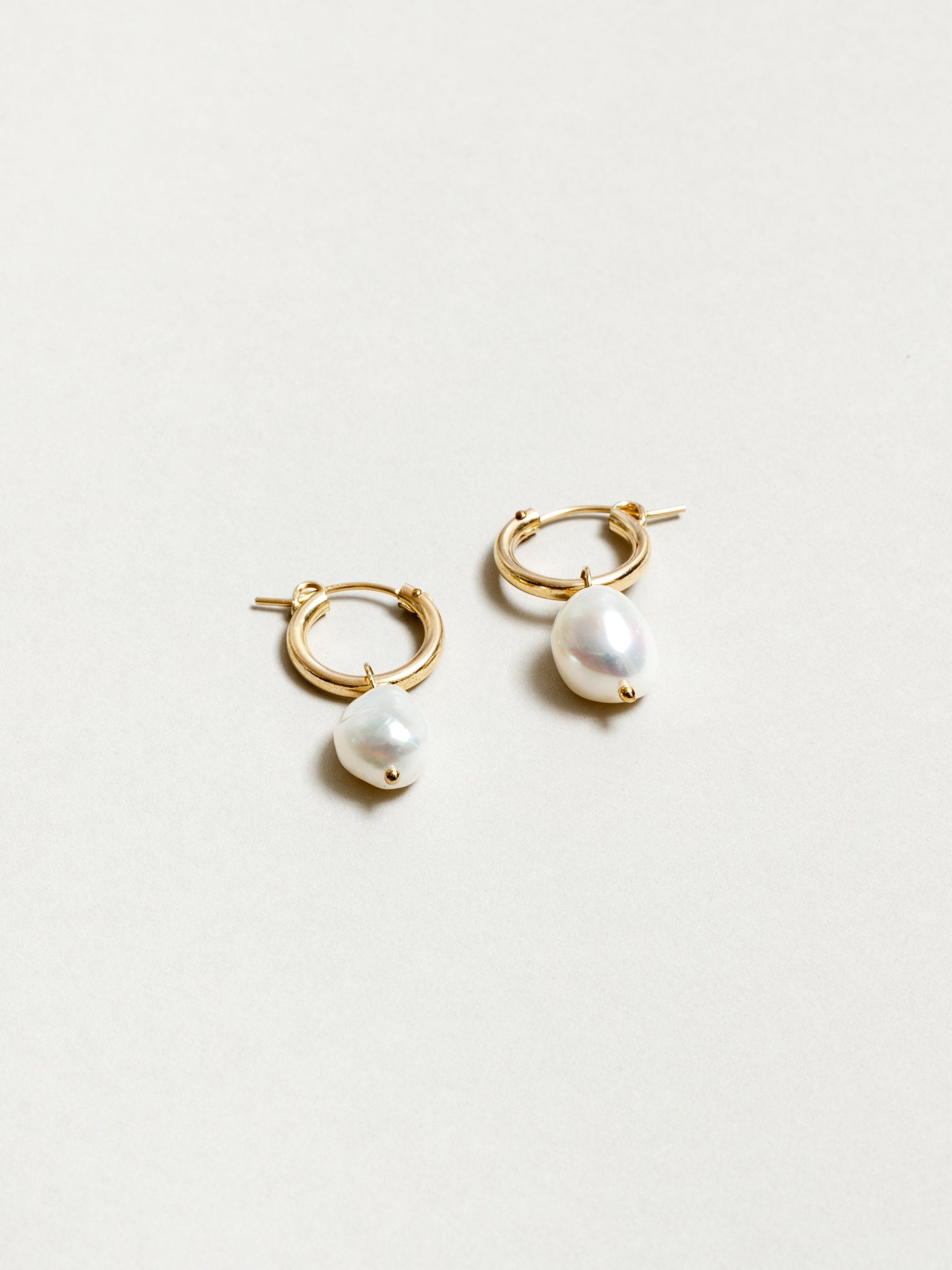 Small Pearl Hoops in Gold