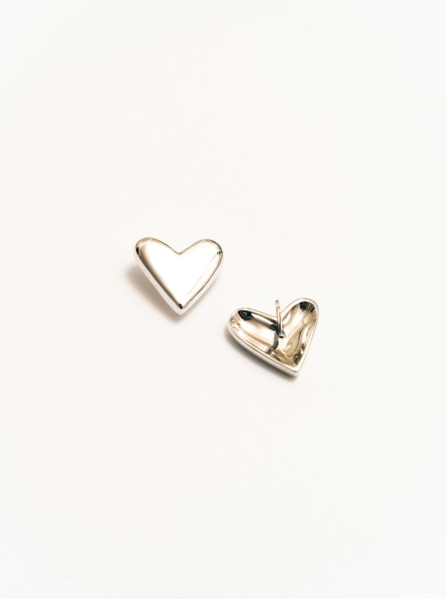 Small Stud Heart Earrings in Silver