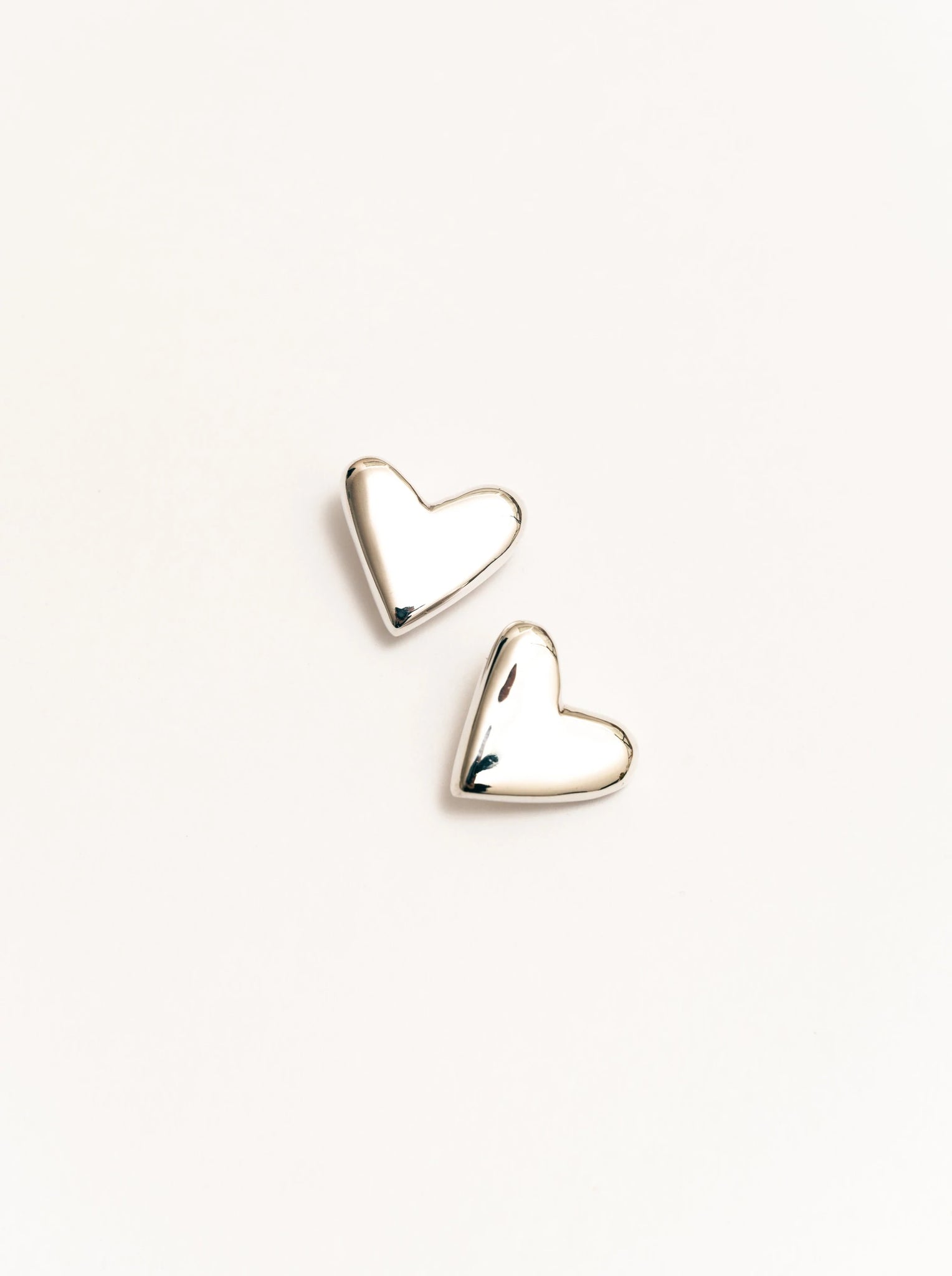Small Stud Heart Earrings in Silver