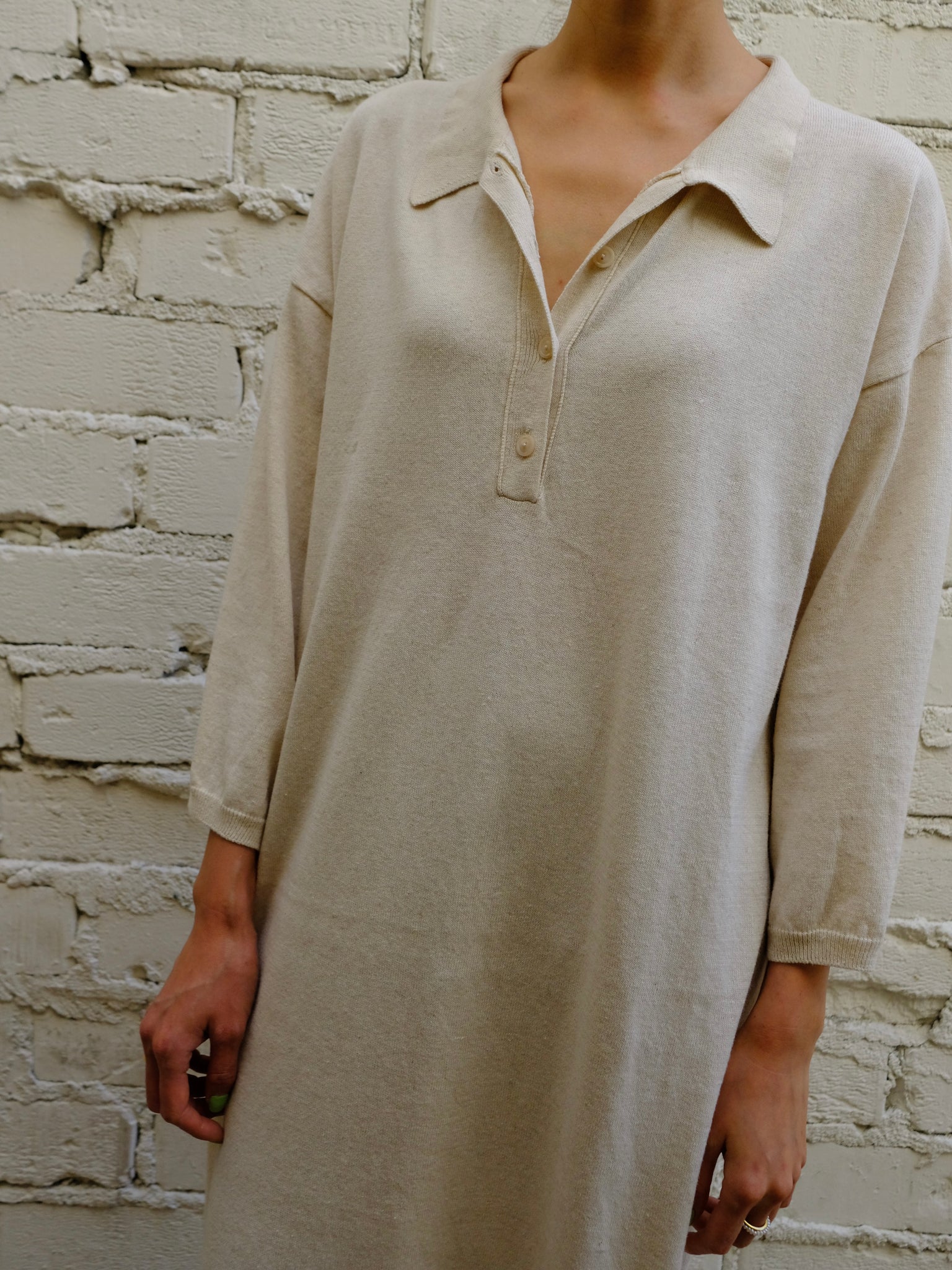 Polo Shirt Knit Dress - Oatmeal